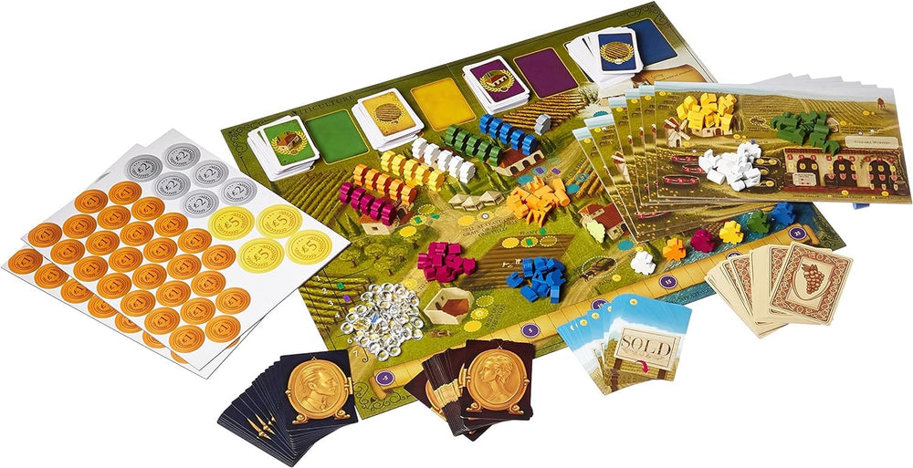 Stonemaier Viticulture Essential Edition fields and vines board, highlighting strategic planning.