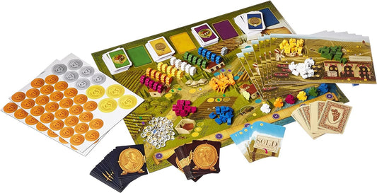 Stonemaier Viticulture Essential Edition fields and vines board, highlighting strategic planning.