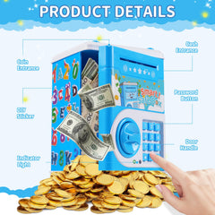 STOPKLAS Piggy Bank blue LED lights and sounds enhance saving moments