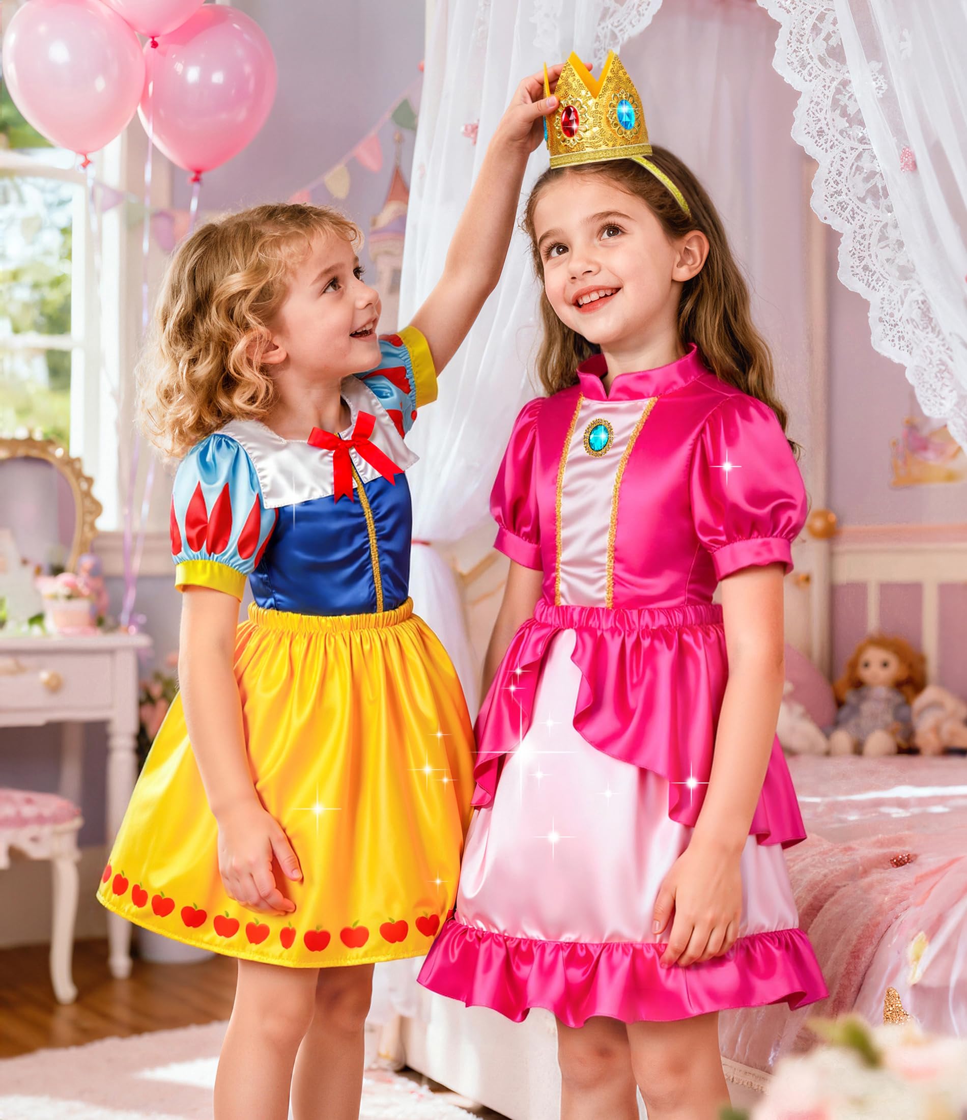Stopklas pink-sparkle princess dress twirls during pretend play.
