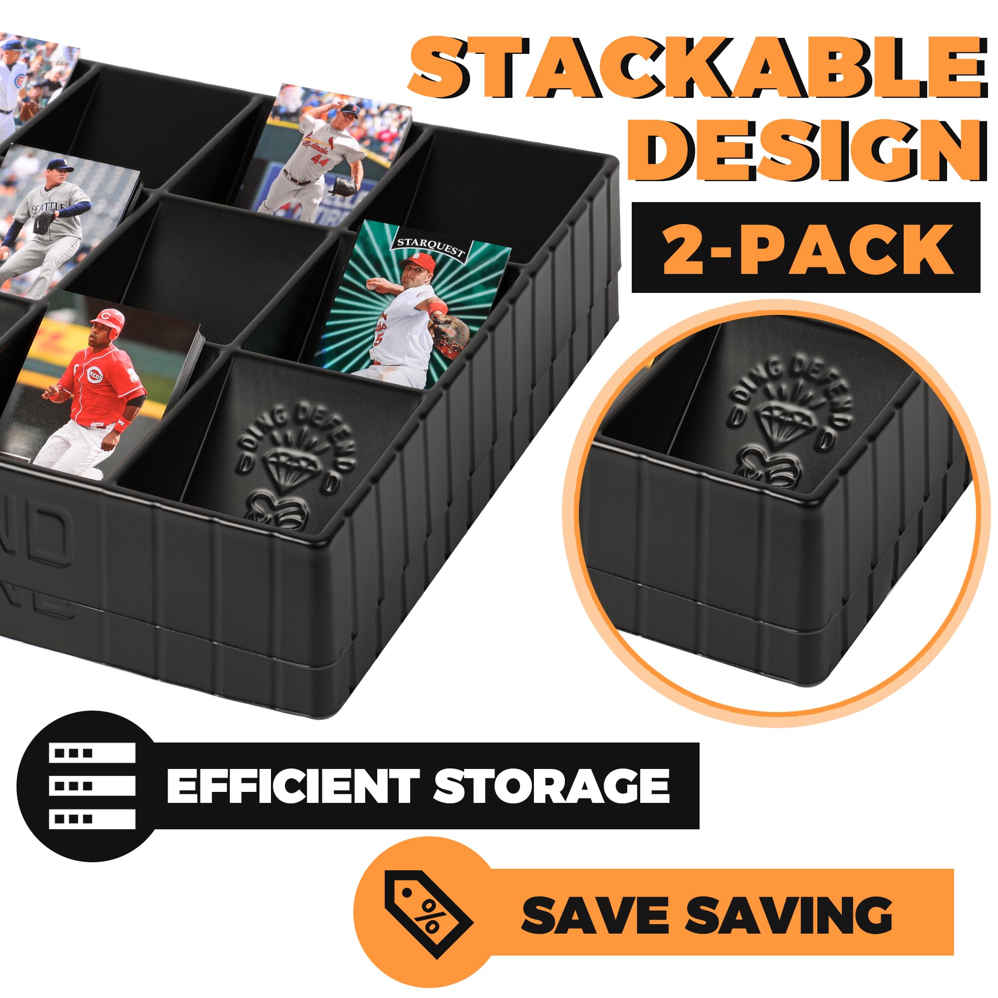 Storage Standard 15-compartment trays hold up to 100 cards per section