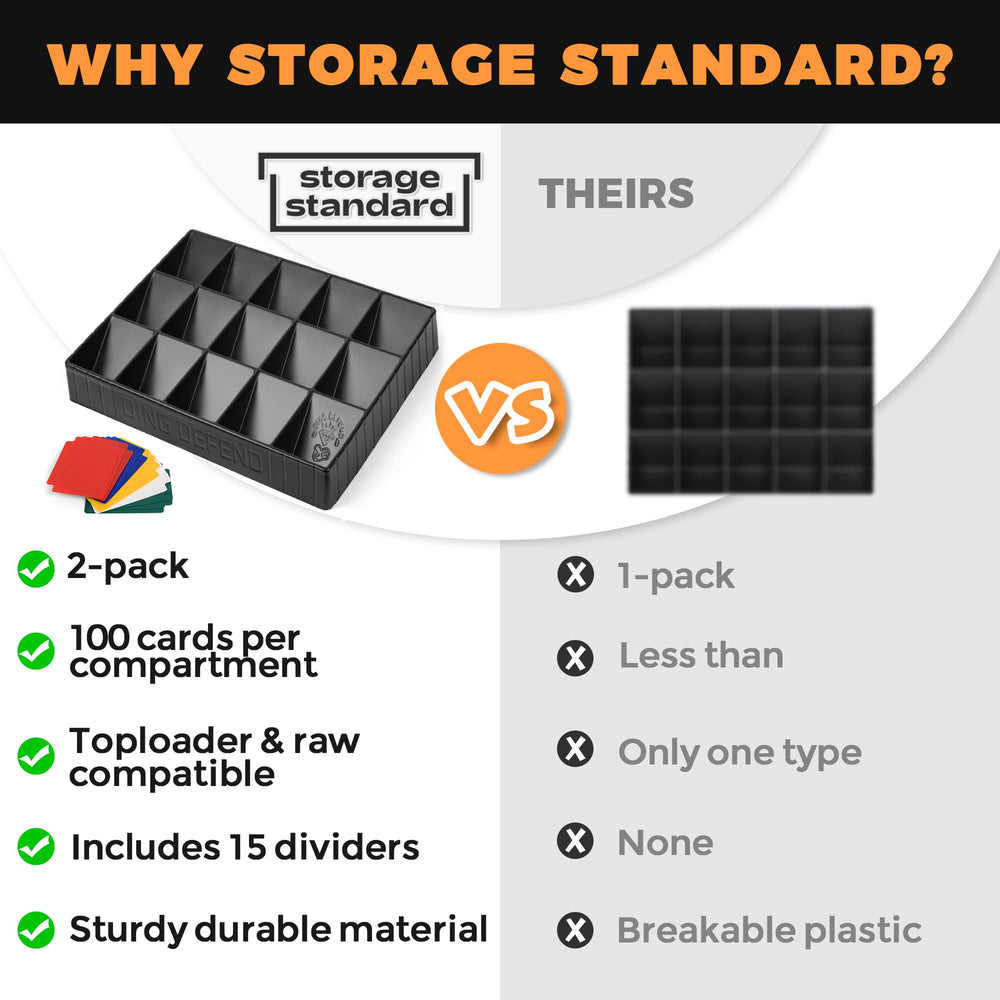 Storage Standard 15-compartment layout keeps cards sorted efficiently