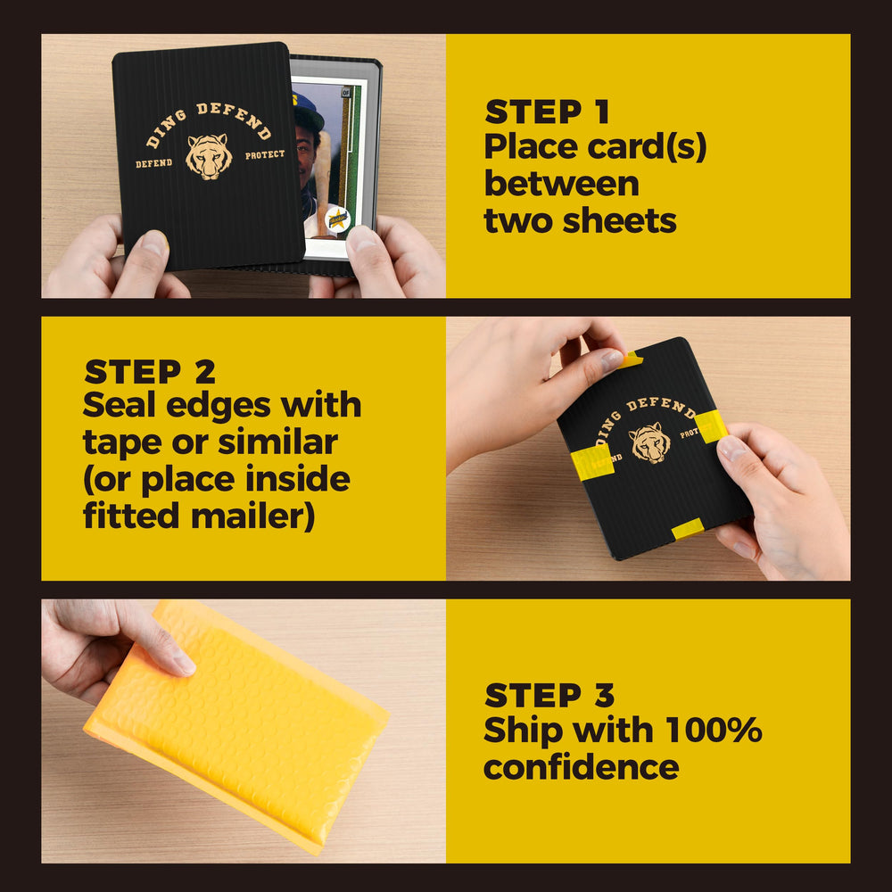 Storage Standard Ding Defend 110-pack card protectors pack protects against dings in transit.