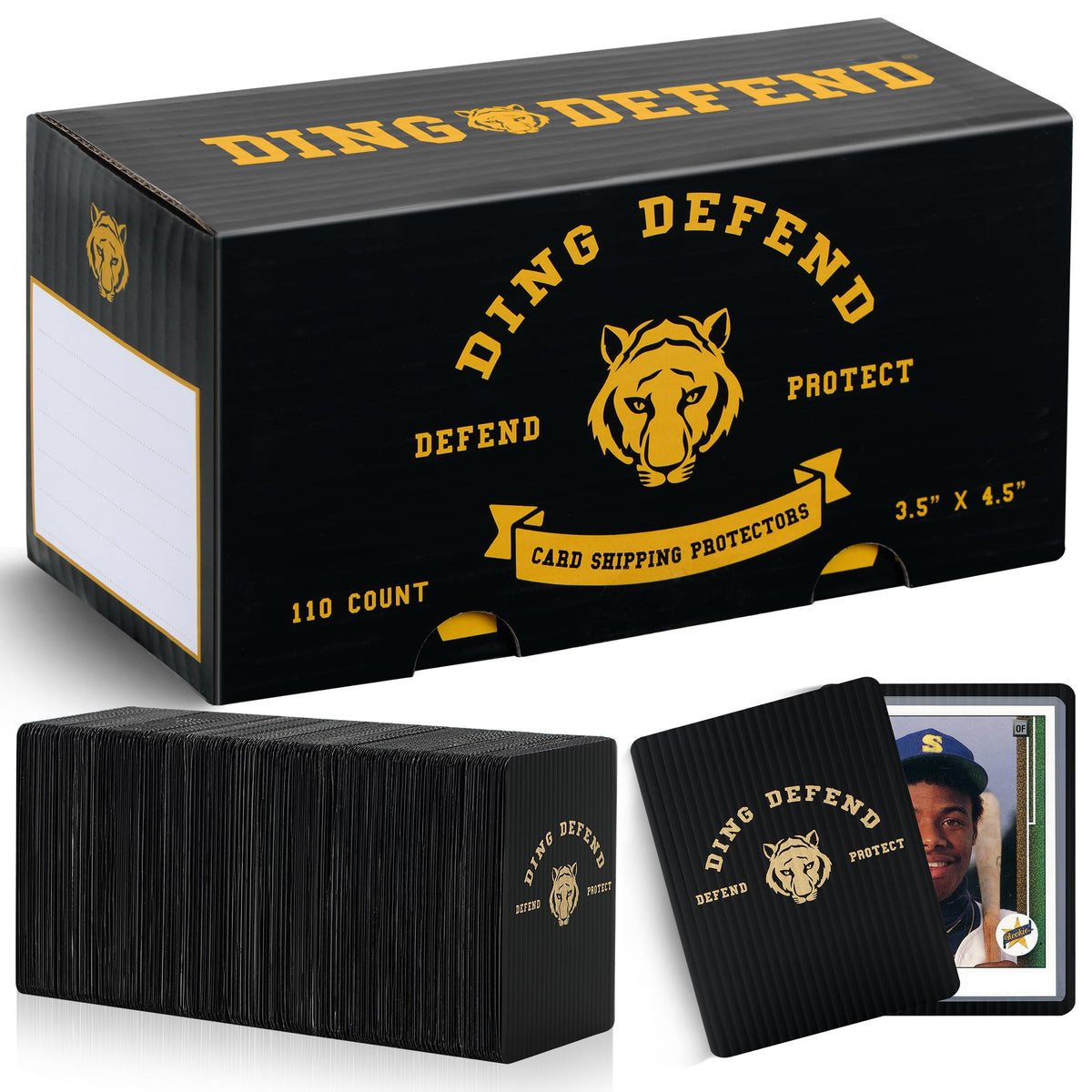 Storage Standard Ding Defend 110-pack front view with tiger design protecting cards.