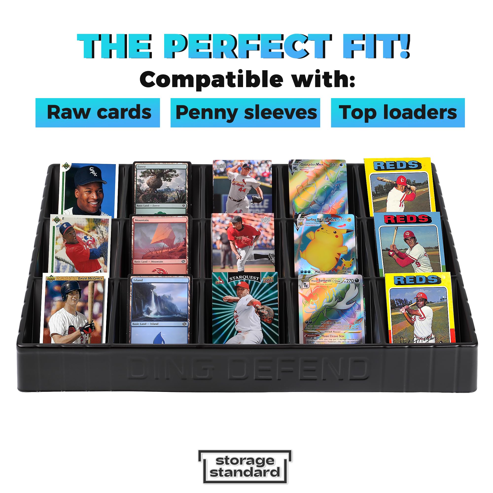 Storage Standard Sleeved and toploader compatible tray keeps cards safe