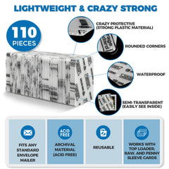 Storage Standard trading card protector enables envelope-friendly mailing with visibility.