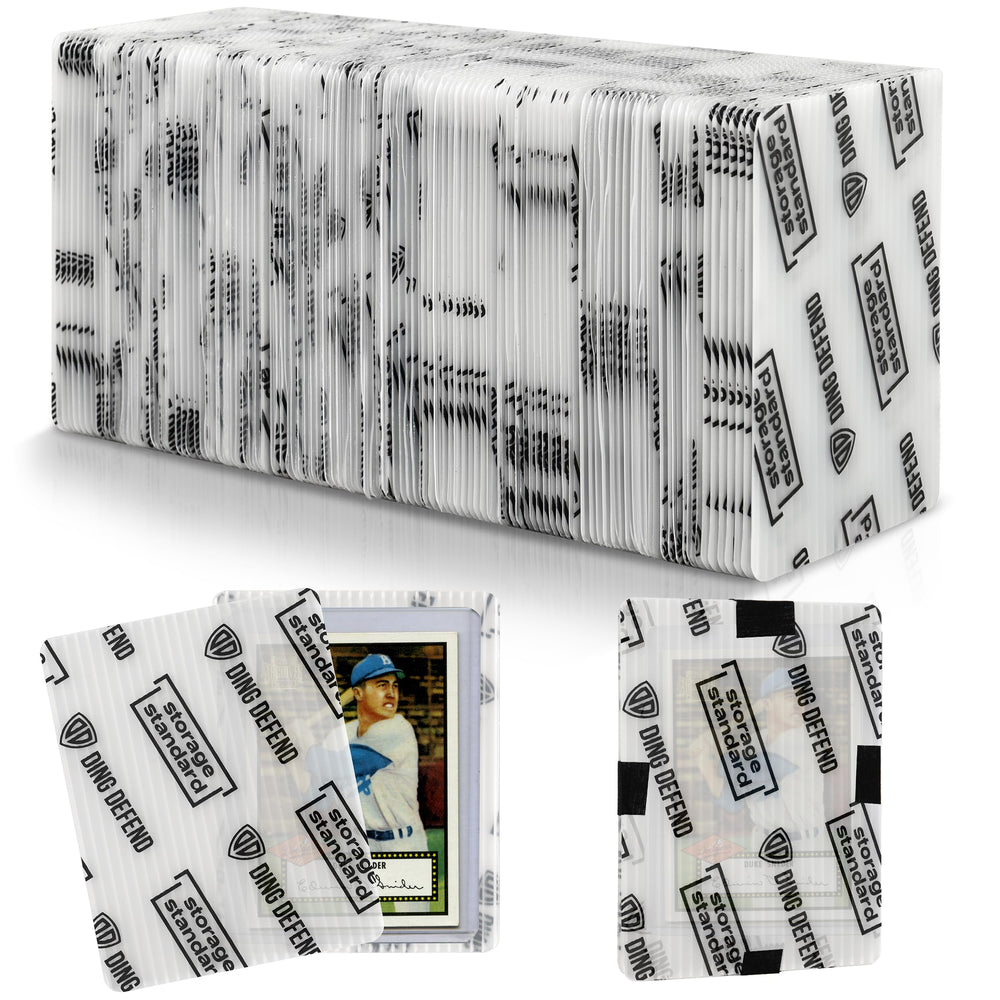 Storage Standard trading card protector demonstrates rigid padded plastic for durable, safe shipping.