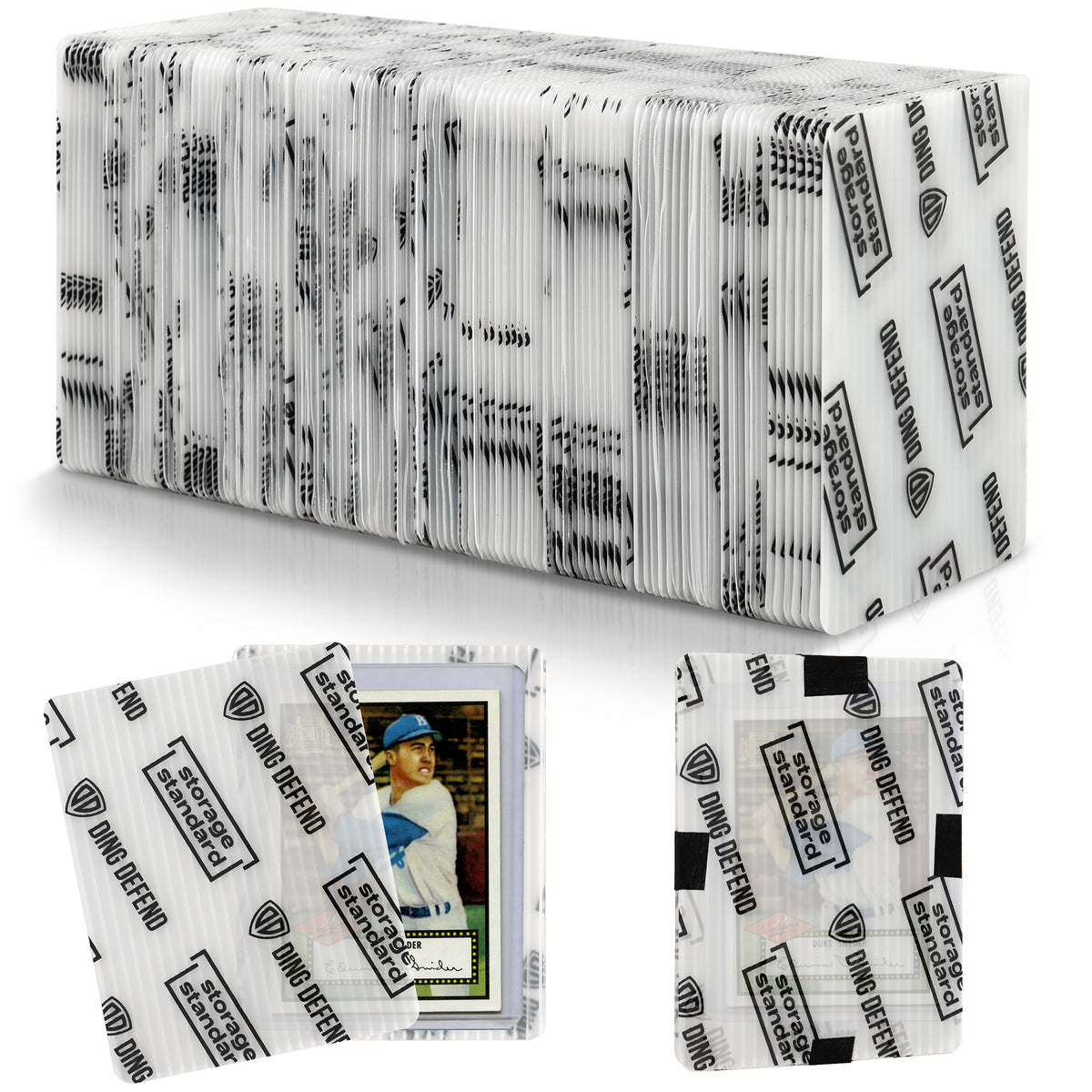 Storage Standard trading card protector demonstrates rigid padded plastic for durable, safe shipping.