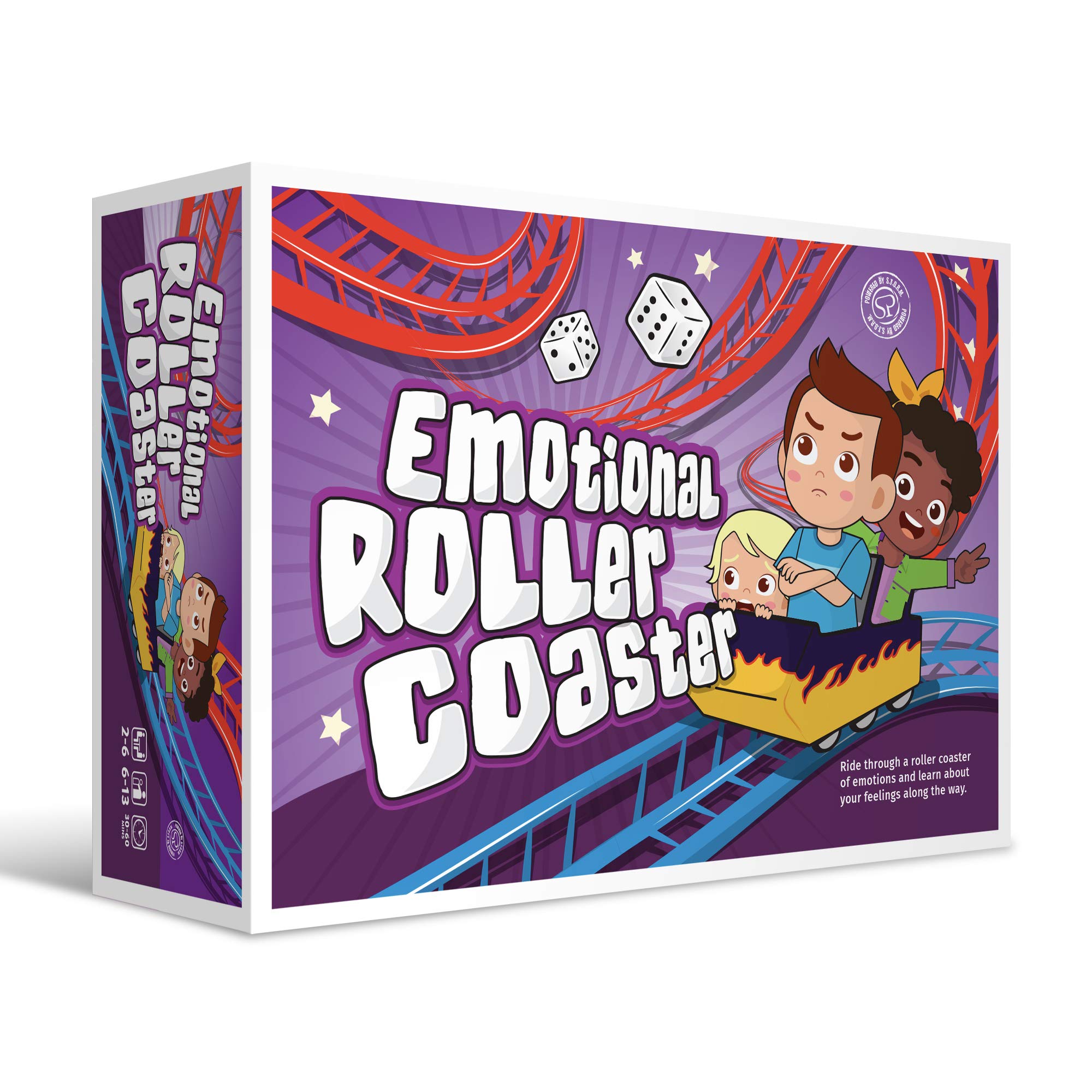 S.T.O.R.M. Emotional Rollercoaster box front invites kids to explore emotions through play in a safe setting.
