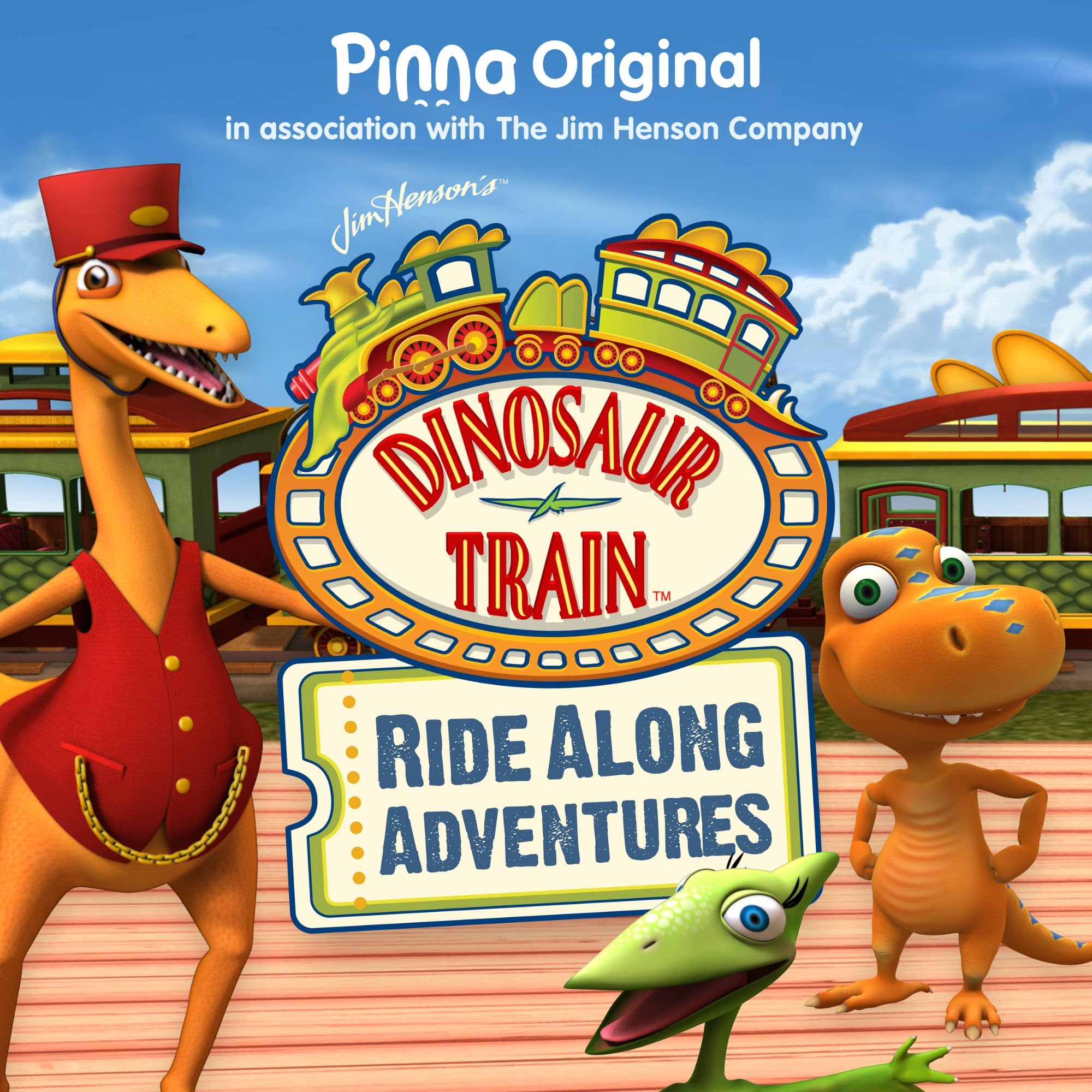 Storypod interactive play scene inviting exploration of trains and dinosaurs.