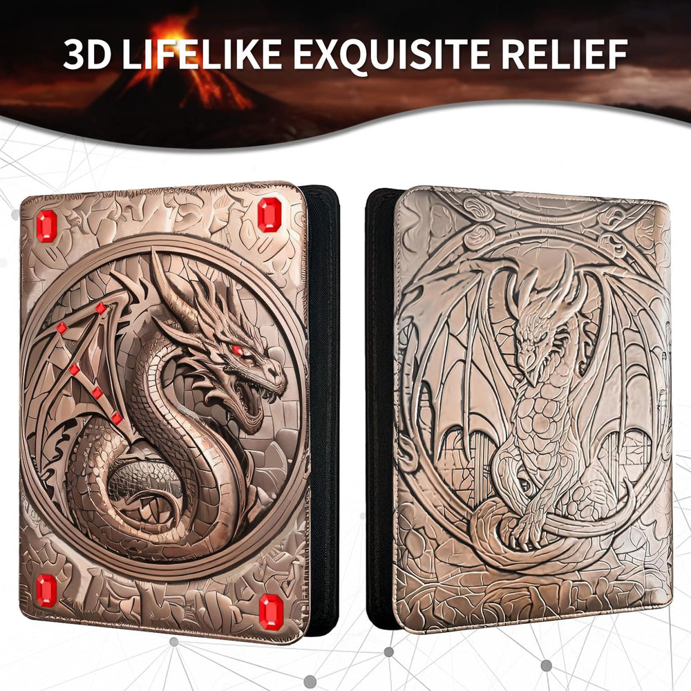 Bronze and red gemstone accents add a luxe touch to the binder exterior.
