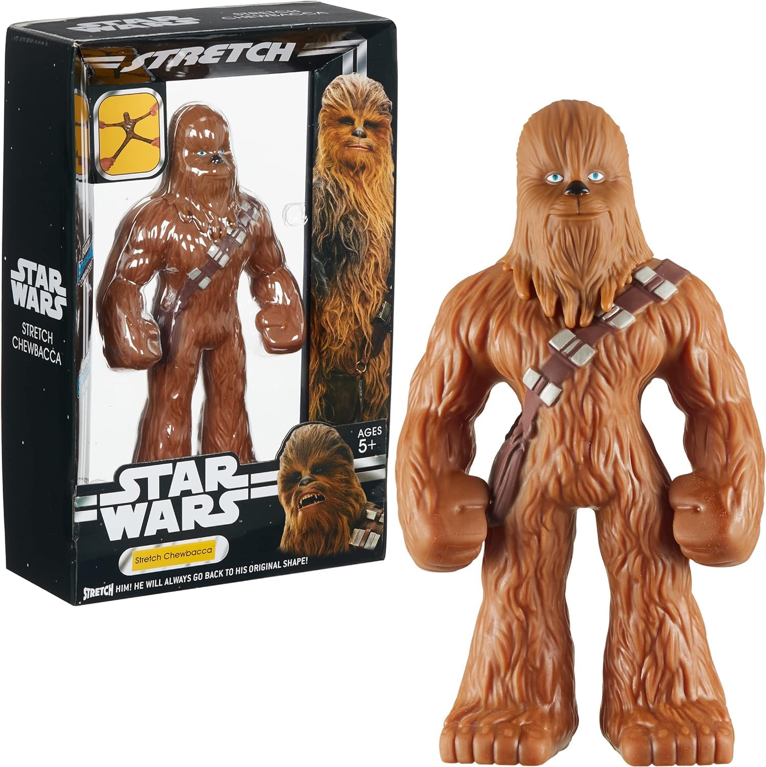 Stretch Armstrong Chewbacca figure full body pose shows stretchable toy design.