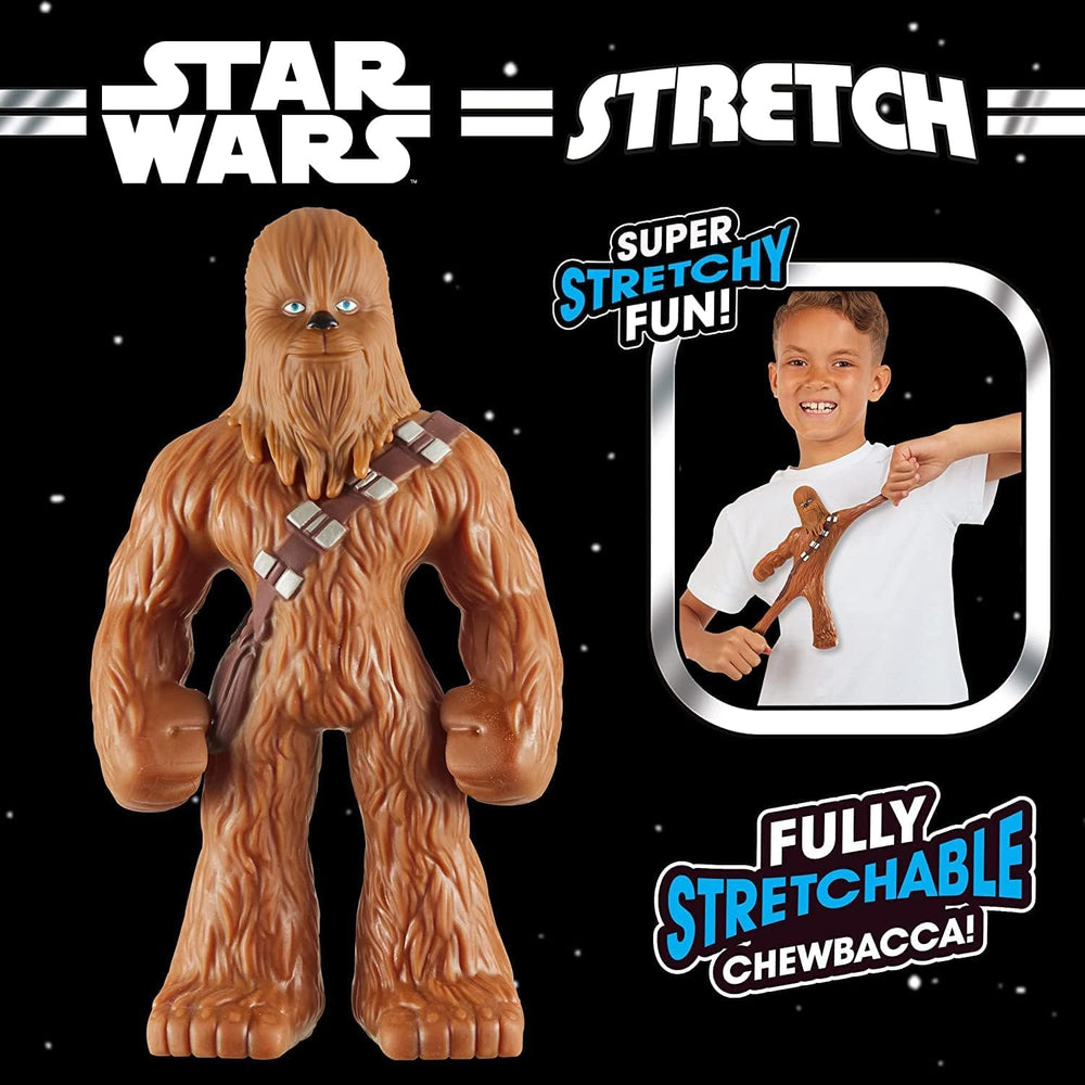 Stretch Armstrong Chewbacca figure in stretch action demonstrates playful flexibility.