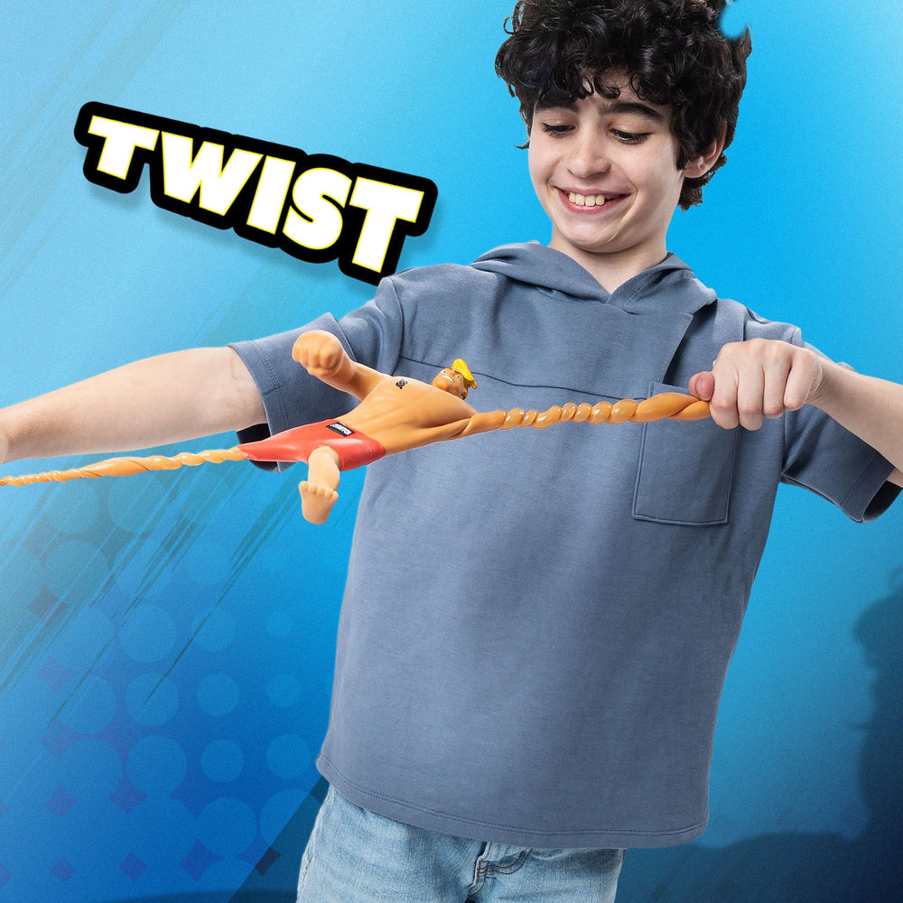 Stretch Armstrong knot and battle action invites knotting play and friendly competition.