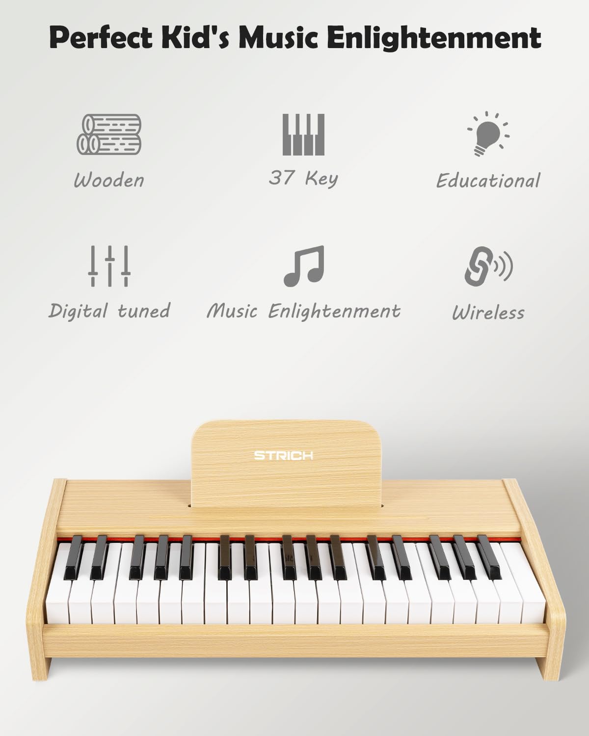 STRICH 37-keys kids piano compact size fits small hands for easy learning