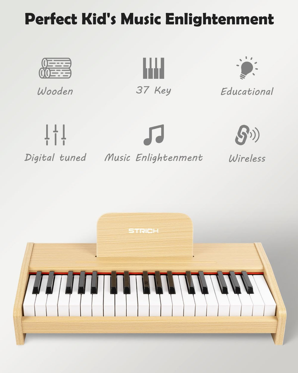 STRICH 37-keys kids piano compact size fits small hands for easy learning