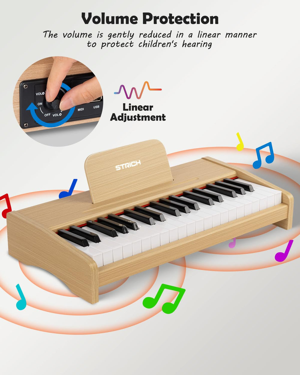 STRICH 37-keys kids piano wireless battery power for portable play