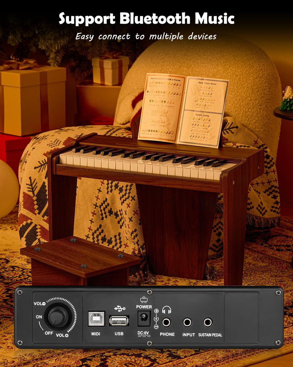 Battery-powered playback lets kids play music anywhere without a plug.