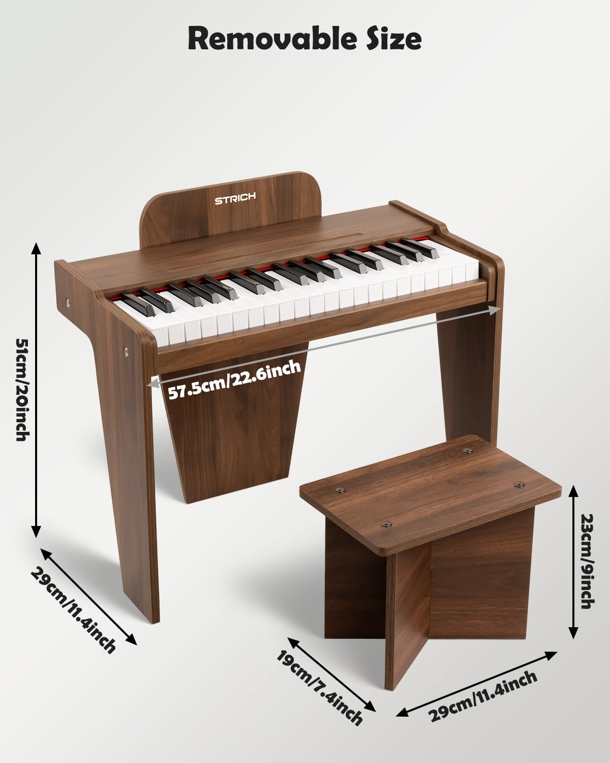 Includes matching stool to support posture during practice with STRICH SEK-37S.