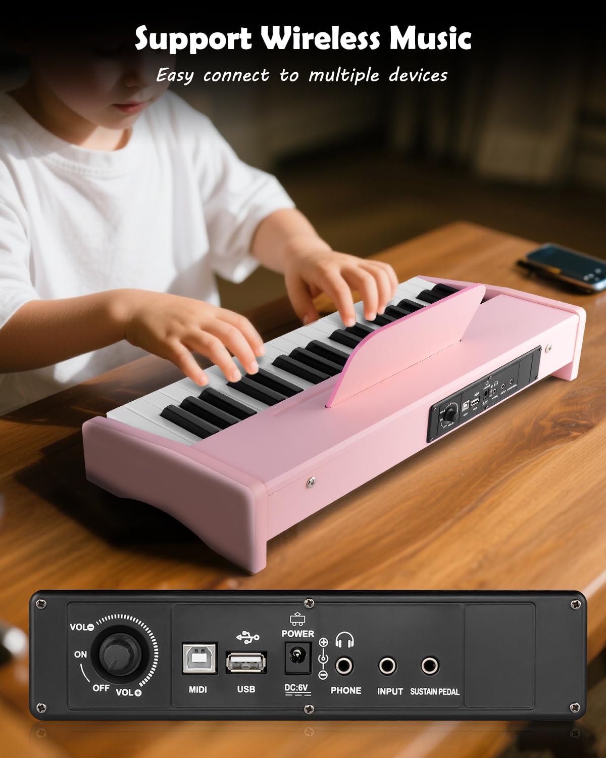 STRICH volume control with hearing protection ensures safer listening during play.