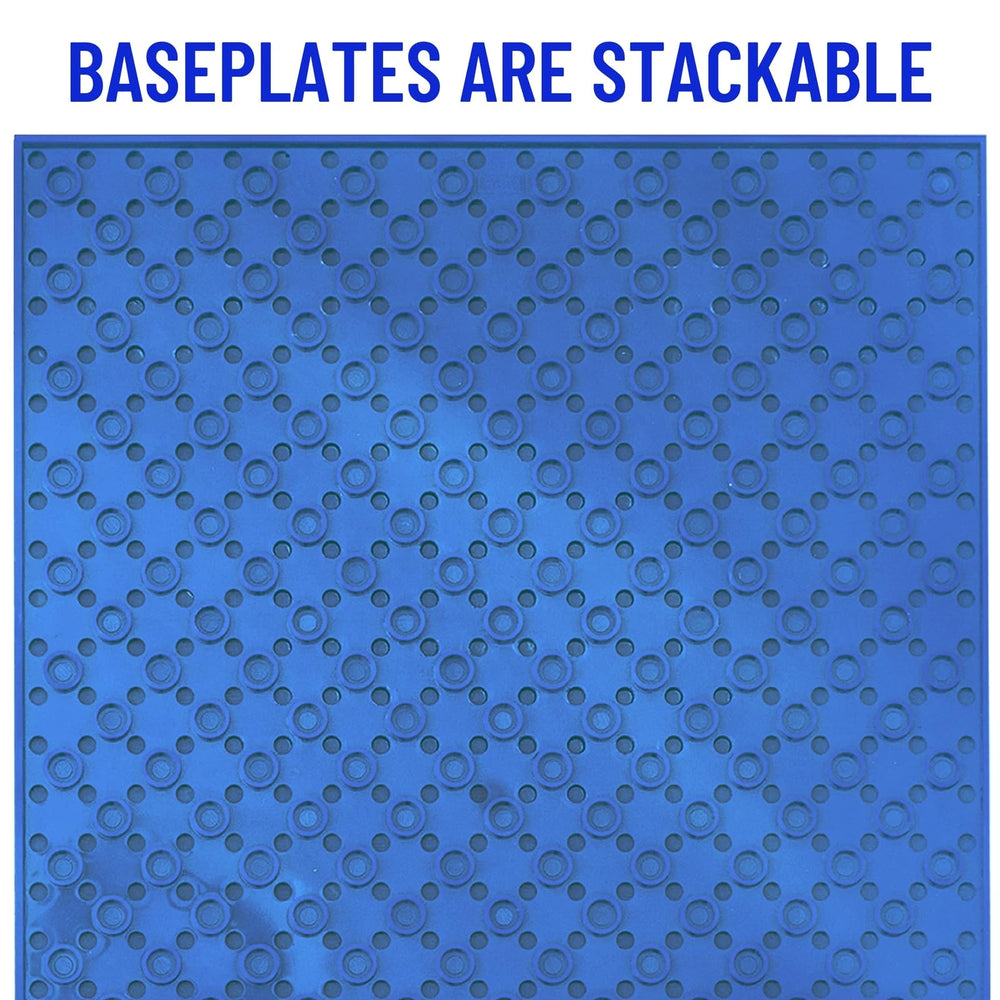6x6 inch baseplate shows precise stud grid for stable LEGO-compatible connections.