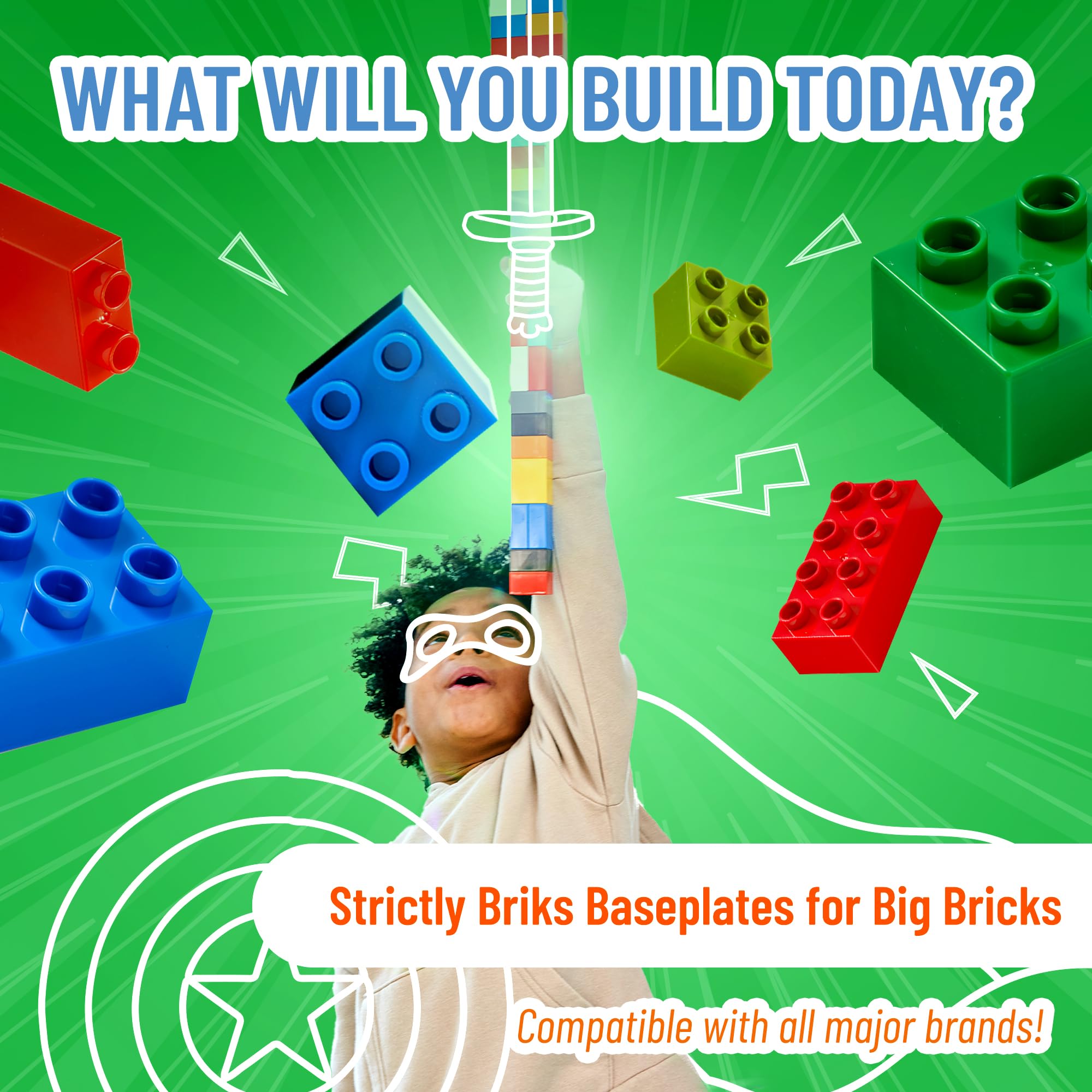 Strictly Briks mega baseplate green gift idea, perfect stocking stuffer for young builders.