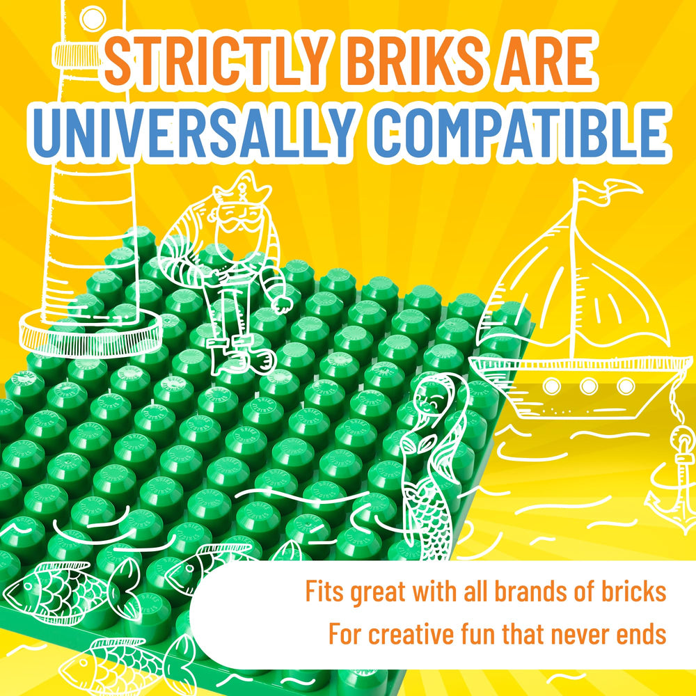 Strictly Briks mega baseplate green kid playing, indoor fun for budding builders.