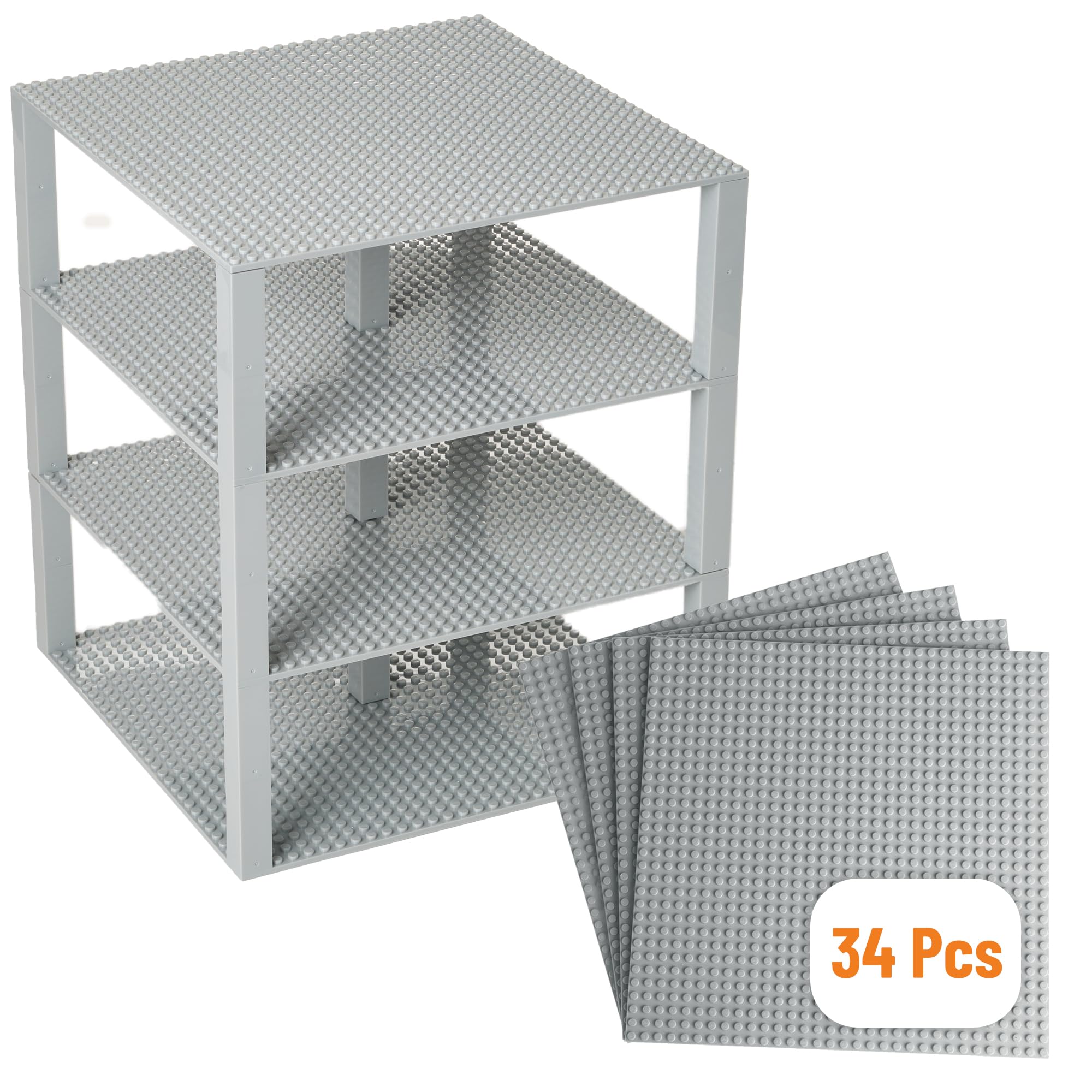 Strictly Briks baseplate set 10x10 in light grey for versatile building and display.