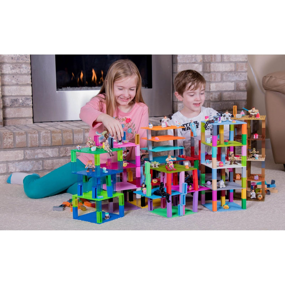 Kids enjoy building with Strictly Briks colorful baseplates