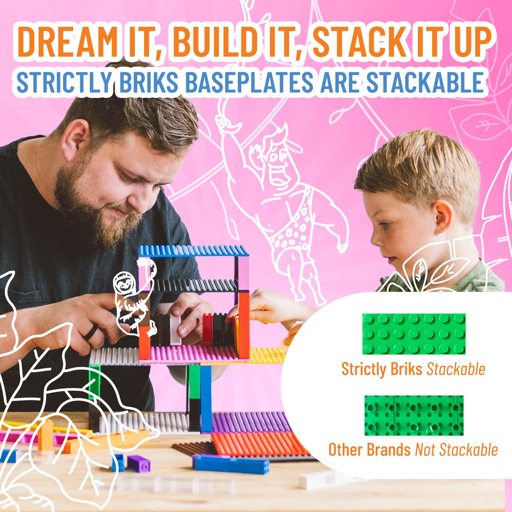 Strictly Briks mega baseplate green durable construction, resists bending during active use.