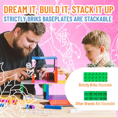 Strictly Briks mega baseplate green durable construction, resists bending during active use.