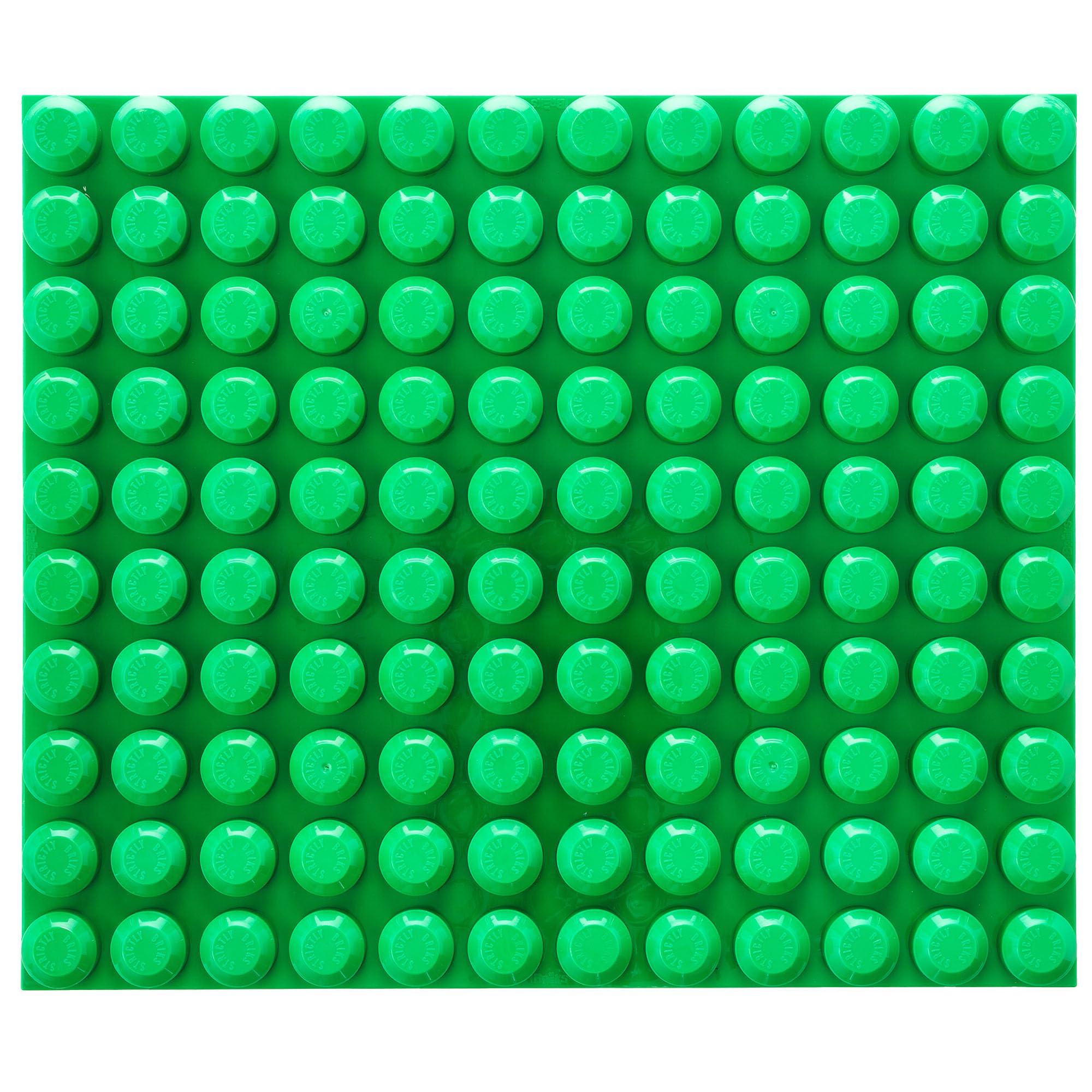 Strictly Briks mega baseplate green front view, sturdy foundation for creative play.