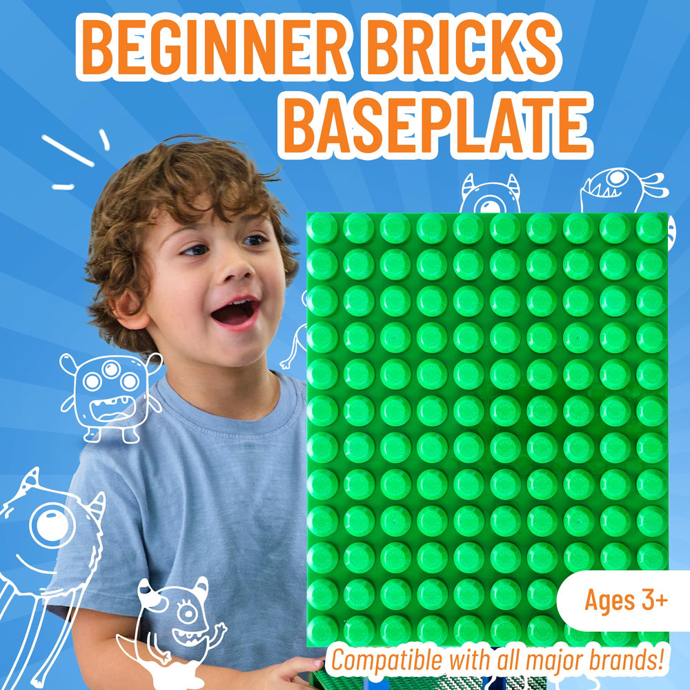 Strictly Briks mega baseplate green stud detail closeup, durable surface for brick connections.
