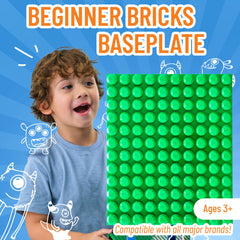 Strictly Briks mega baseplate green stud detail closeup, durable surface for brick connections.