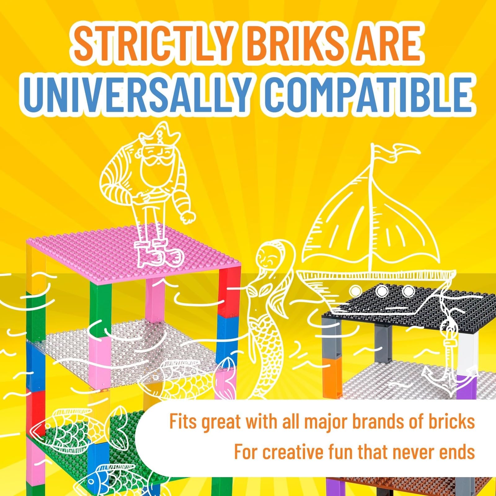 Close-up of Strictly Briks rainbow stackers showing interlocking edges