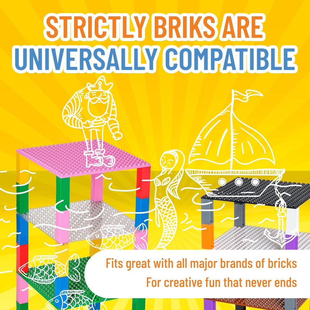 Close-up of Strictly Briks rainbow stackers showing interlocking edges