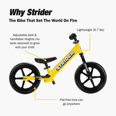 Safety pad on Strider bike protects little riders during practice.