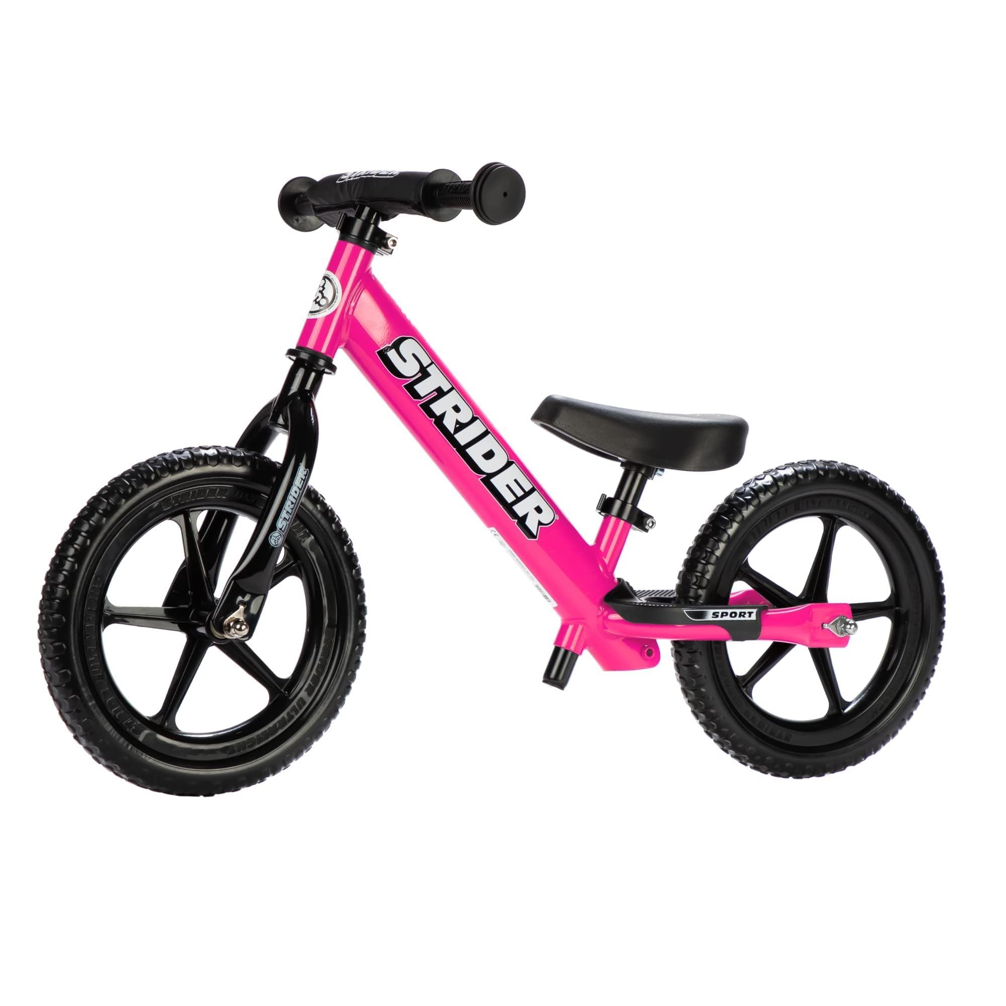 Strider 12” Sport Bike pink frame for beginner balance training.