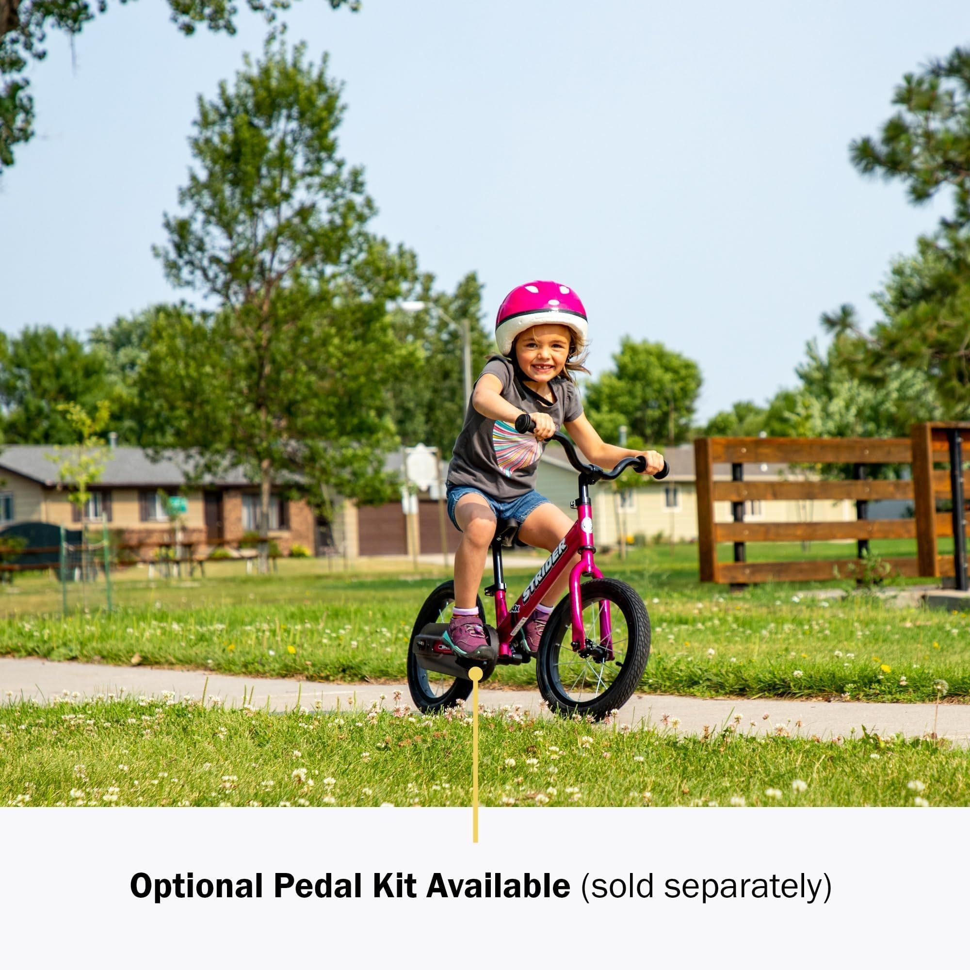 Strider 14x seat and handlebar adjustment range graphic for growing kids