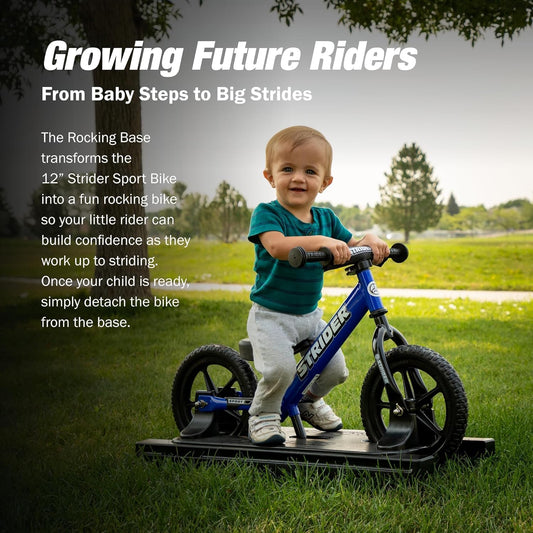 Strider rocking base attachment shown, enabling safe rocking play.