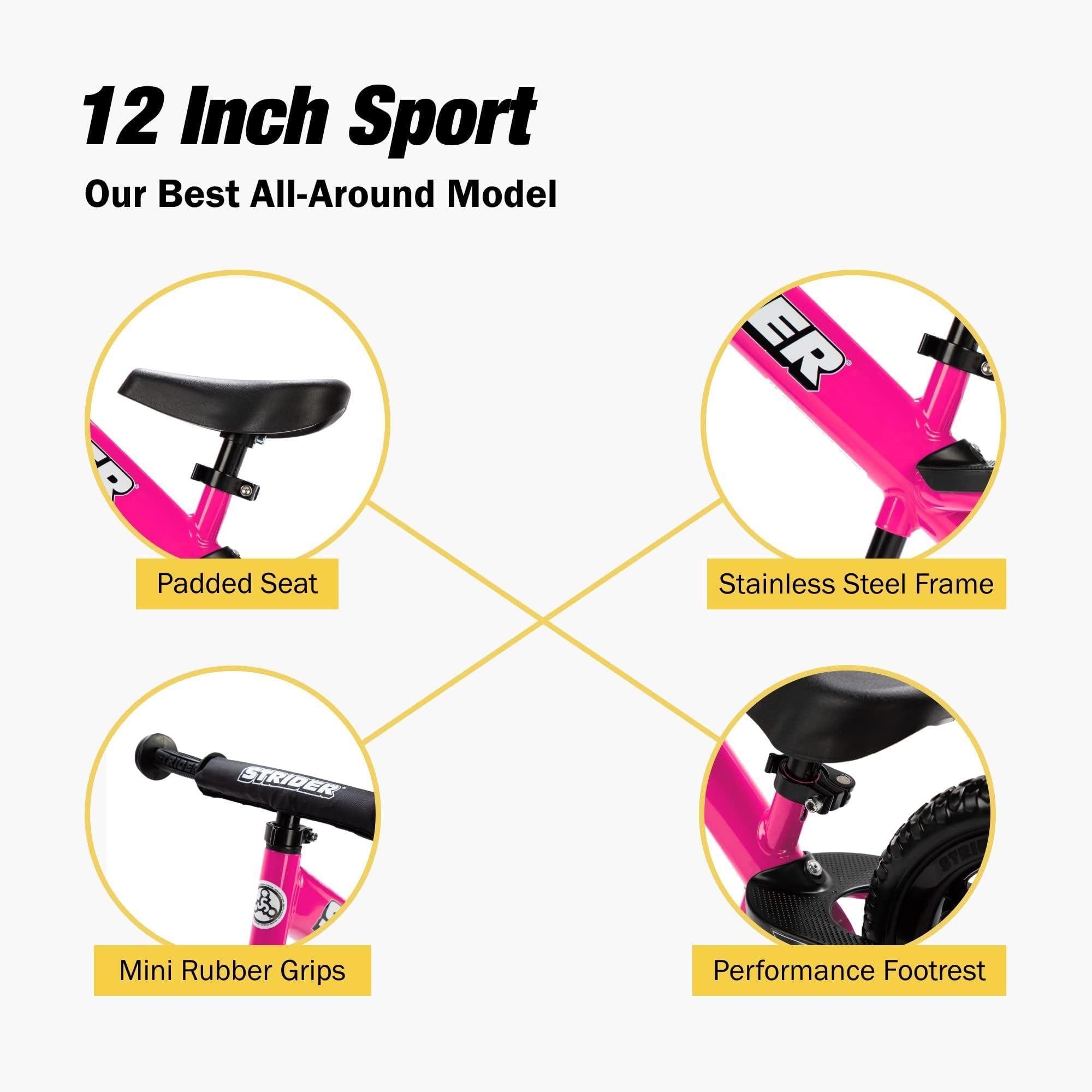 Strider safety pad pink provides extra protection during practice.