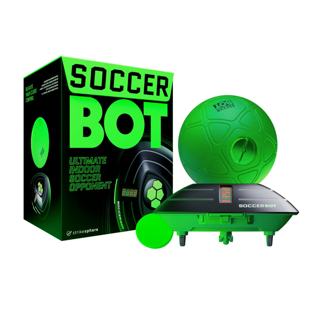 Strikesphere Soccer Bot indoor trainer shown for precise dribbling practice