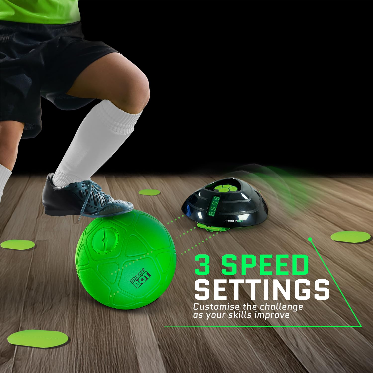 Kids training with Strikesphere Soccer Bot in a home setting