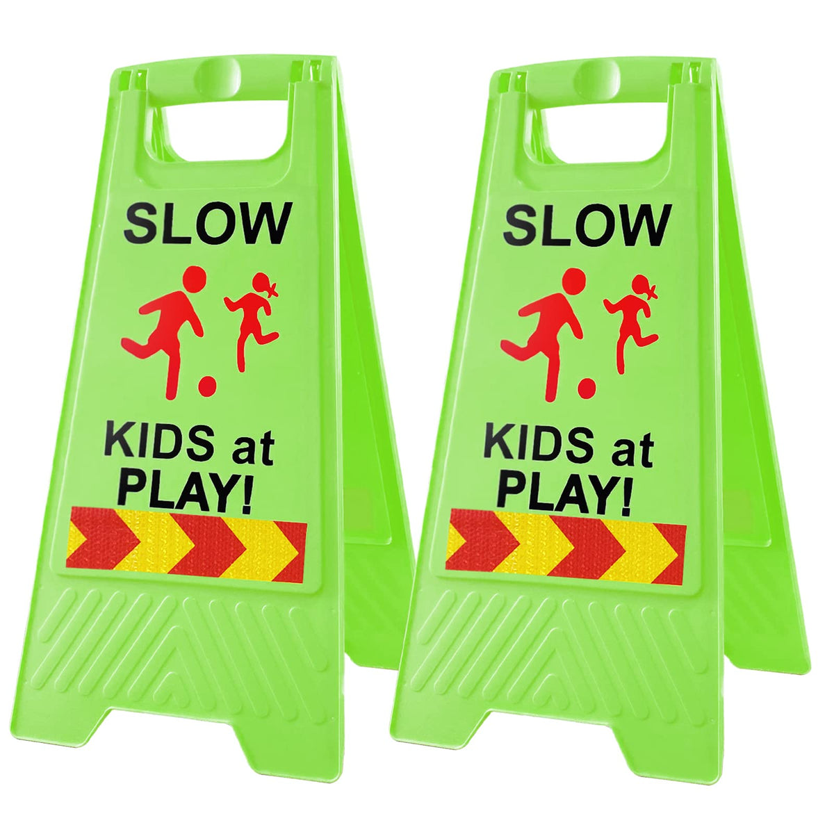 StrLon Slow Kids at Play sign 2-pack in green improves driver awareness.