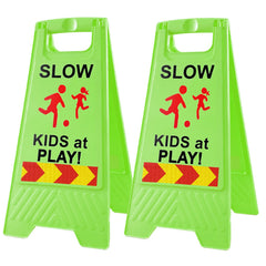 StrLon Slow Kids at Play sign 2-pack in green improves driver awareness.