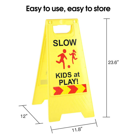 StrLon Slow Kids Sign back view improves visibility from opposite directions