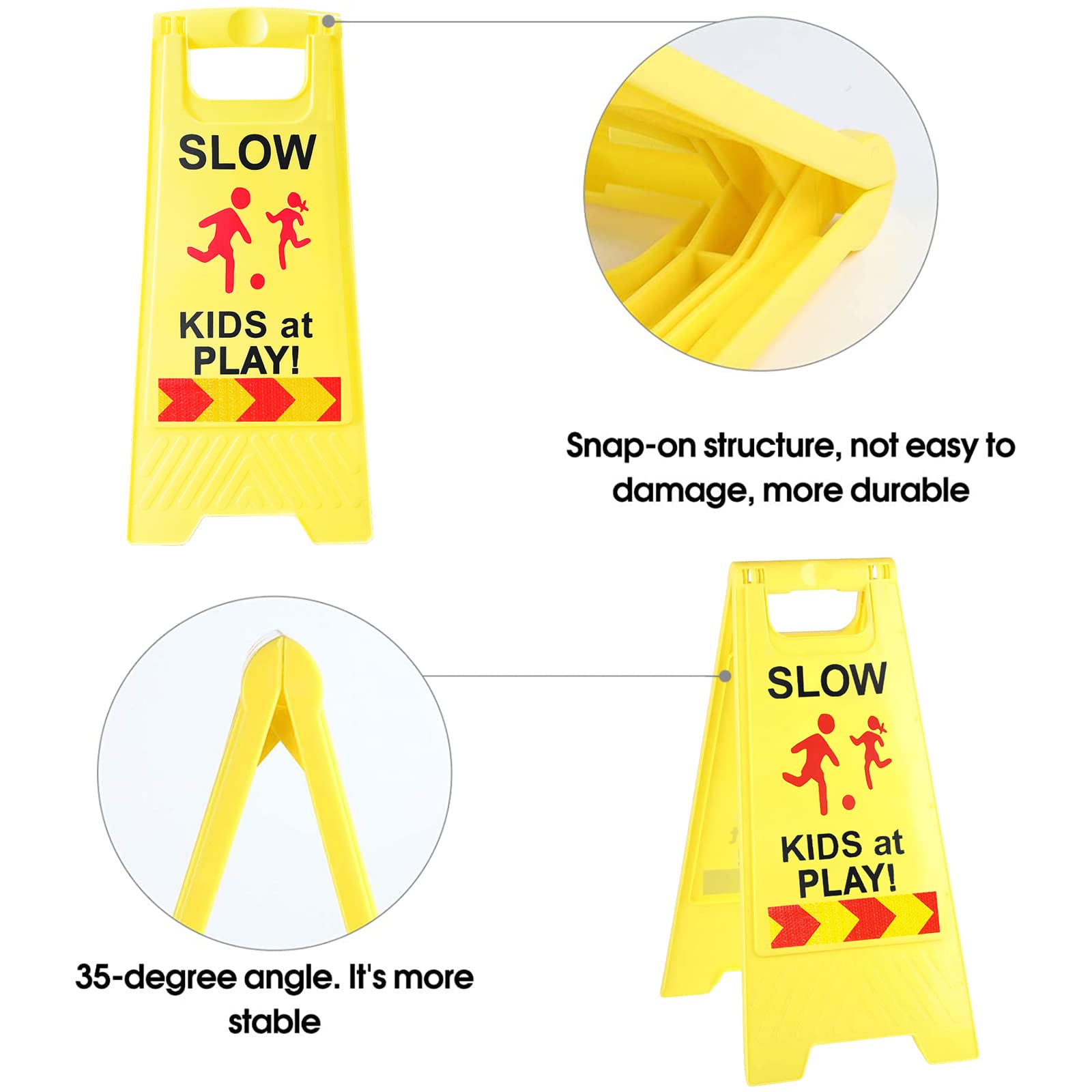 StrLon Slow Kids Sign double-sided design boosts daytime and night awareness