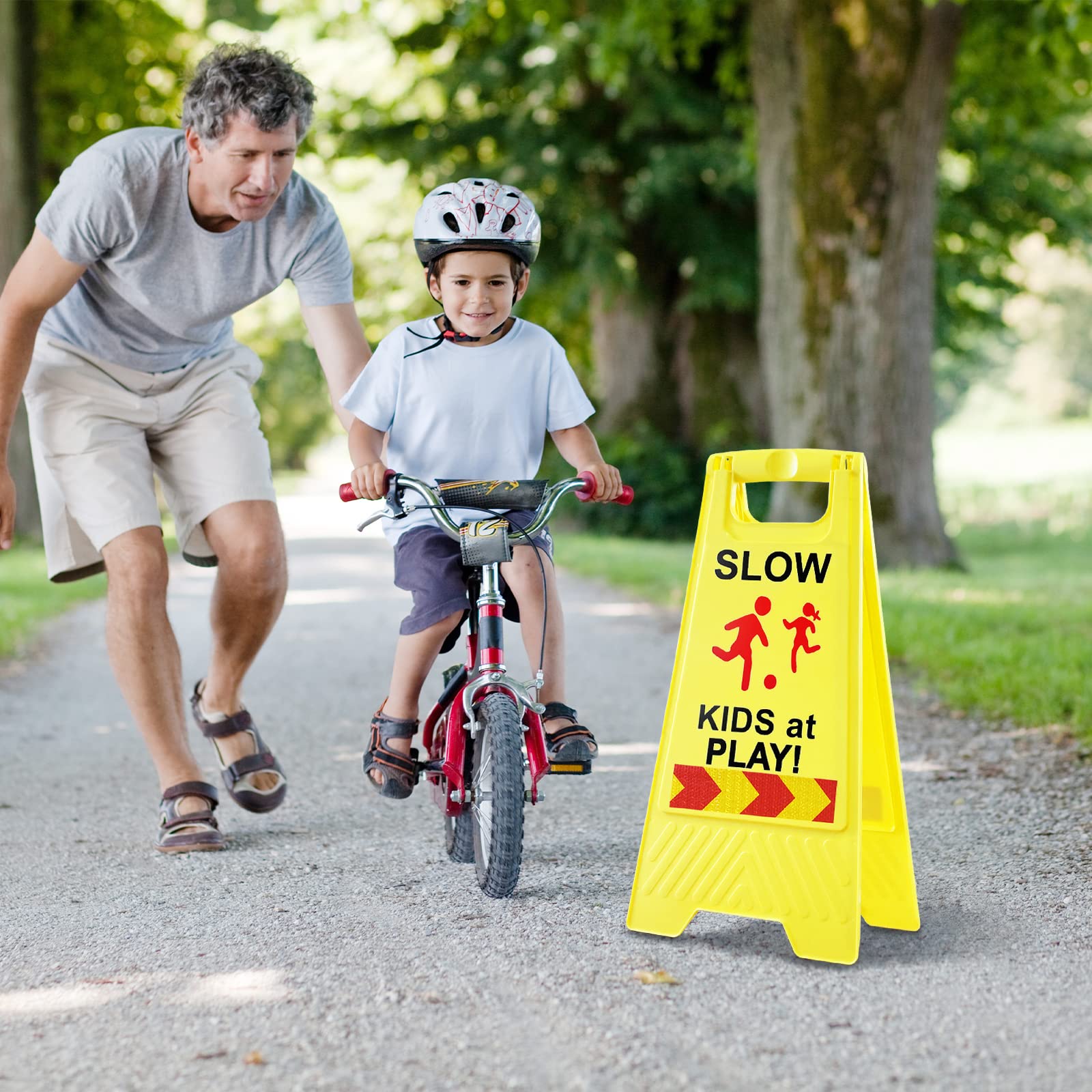 StrLon Slow Kids Sign reflective tape increases nighttime visibility