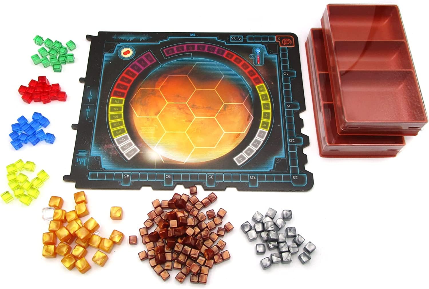 Stronghold Games Terraforming Mars Ares Expedition cubes and markers for strategy