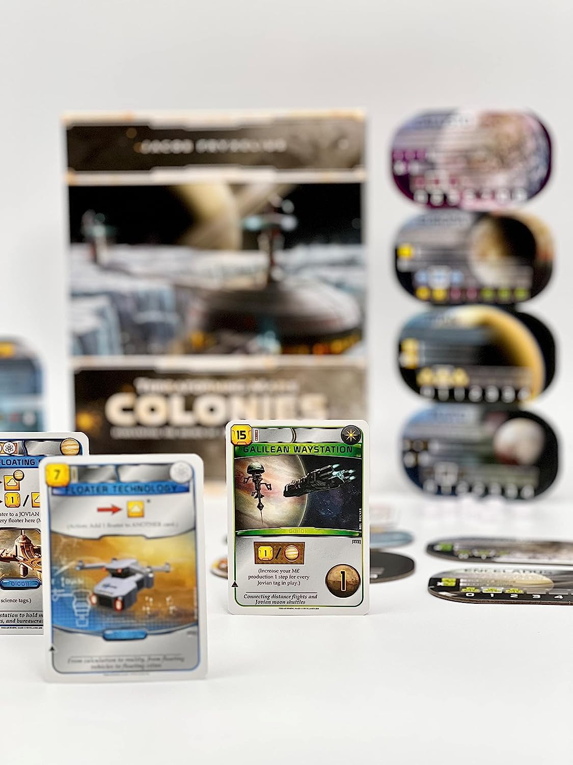 Stronghold Games' Terraforming Mars: Colonies box contents organized for smooth setup.